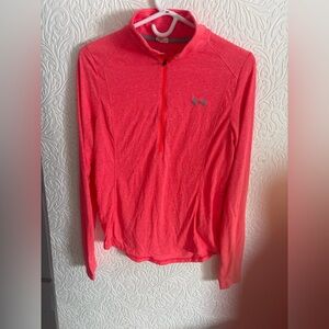 Under Armour fluorescent pink Athletic long sleeve quarter zip - small